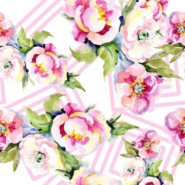 Buketler botanik çiçek. Vahşi bahar yaprak izole kır çiçeği. Suluboya resim kümesi. Suluboya çizim moda aquarelle. Sorunsuz arka plan deseni. Kumaş duvar kağıdı yazdırma doku.