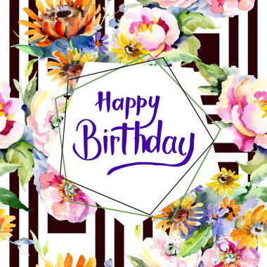 Buketler botanik çiçek. Vahşi bahar yaprak izole kır çiçeği. Suluboya arka plan illüstrasyon küme. Suluboya çizim moda aquarelle izole. Çerçeve kenarlığı kristal süsleme Meydanı.