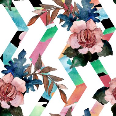 Şakayık ve etli buket çiçek. Vahşi bahar yaprak izole. Suluboya resim kümesi. Suluboya çizim moda aquarelle. Sorunsuz arka plan deseni. Kumaş duvar kağıdı yazdırma doku.
