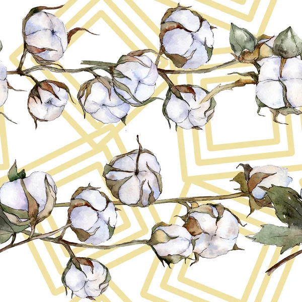 Flor Botánica Floral Algodón Blanco Hoja Primavera Salvaje Juego Ilustración — Foto de Stock