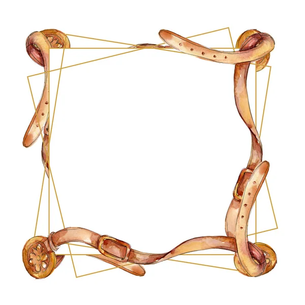 Бежевий Шкіряний Пояс Модна Гламурна Ілюстрація Фоні Акварельного Стилю Аксесуари — стокове фото