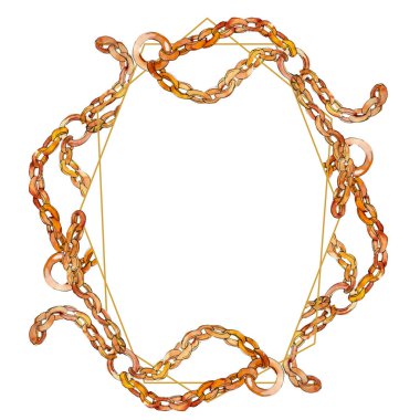 Altın zincir kemer moda glamour çizimde bir suluboya stili arka plan. Çerçeve kenarlığı süsleme Meydanı.