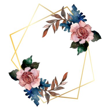 Şakayık ve etli buket çiçek. Suluboya arka plan illüstrasyon küme. Çerçeve kenarlığı süsleme Meydanı.