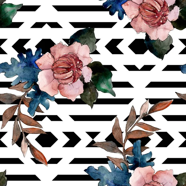 Şakayık ve etli buket çiçek. Suluboya arka plan illüstrasyon küme. Sorunsuz arka plan deseni.