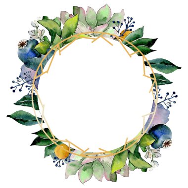 Sulu botanik çiçek buketleri. Suluboya arka plan illüstrasyon küme. Çerçeve kenarlığı kristal süsleme Meydanı.