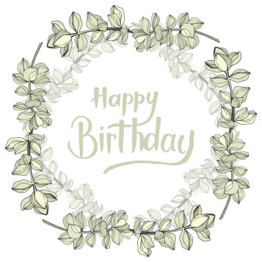 Vektör orman botanik etli çiçek. Mürekkep sanat illüstrasyon kazınmış. Çerçeve kenarlığı süsleme Meydanı.