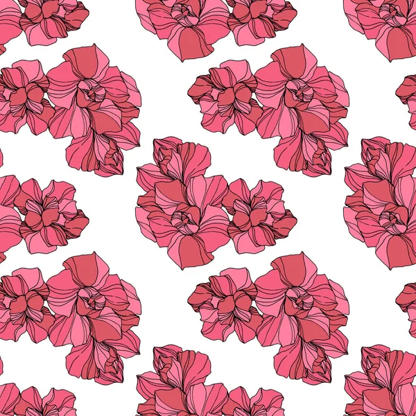 Vektör orman botanik etli çiçek. Mürekkep sanat illüstrasyon kazınmış. Sorunsuz arka plan deseni.