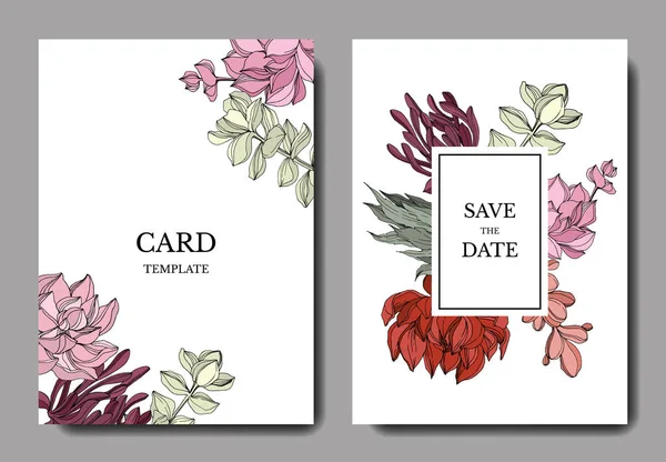 Vektör orman botanik etli çiçek. Mürekkep sanat illüstrasyon kazınmış. Düğün arka plan kartı Dekoratif kenarlık.