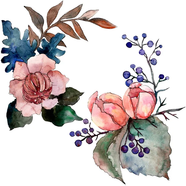 Peony and succulent bouquet floral flower. Watercolor background set. Isolated bouquet illustration element. — Stock Photo, Image