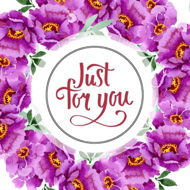 Şakayık ve etli buket botanik çiçek. Suluboya arka plan illüstrasyon küme. Çerçeve kenarlığı süsleme Meydanı.