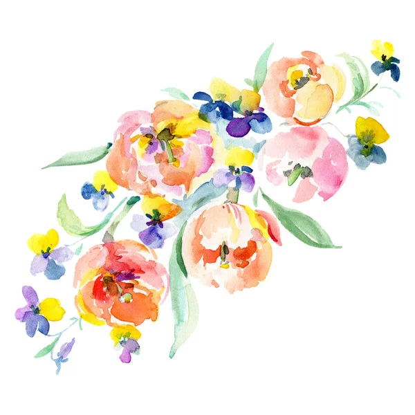 Flor botânica floral do buquê de tulipa laranja vermelha. Conjunto de fundo aquarela. Isolado buquê elemento ilustração . — Fotografia de Stock