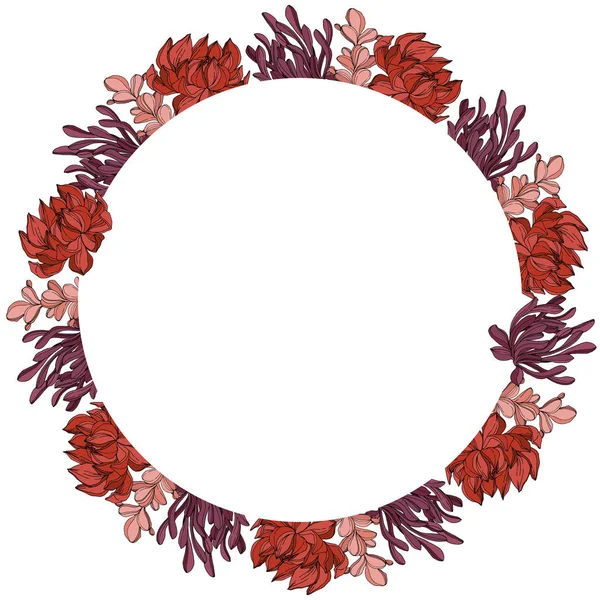 Vector Selva botânica flor suculenta. Ilustração gravada da arte da tinta. Quadro borda ornamento quadrado . — Vetor de Stock