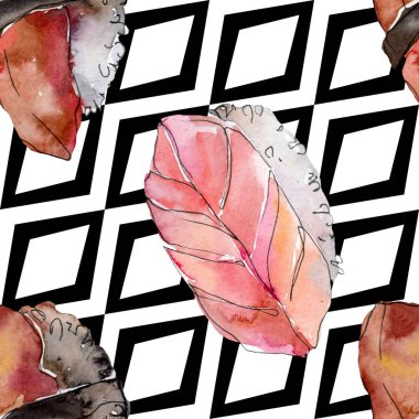 Güzel lezzetli Japon yemekleri illüstrasyon suluboya suşi kümesi. Sorunsuz arka plan deseni.