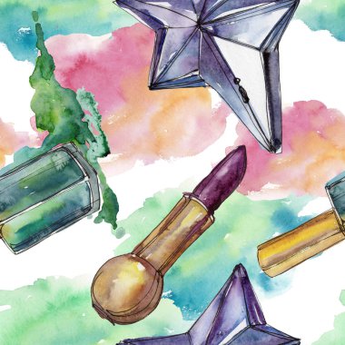 Moda kroki glamour çizimde bir suluboya stil izole öğesi. Sorunsuz arka plan deseni.