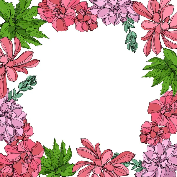 Vettore Giungla botanico fiore succulento. Illustrazione dell'arte dell'inchiostro incisa. Quadrato ornamento bordo cornice . — Vettoriale Stock