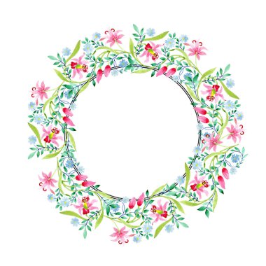 Pembe ve mavi çiçek botanik çiçek süsleme. Suluboya arka plan illüstrasyon küme. Çerçeve kenarlığı süsleme Meydanı.