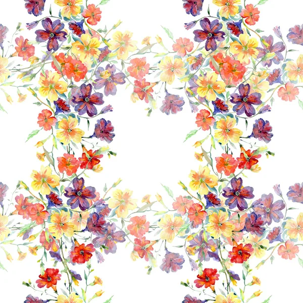 Bouquet red and yellow floral botanical flowers. Watercolor background illustration set. Seamless background pattern. — Stock Photo, Image