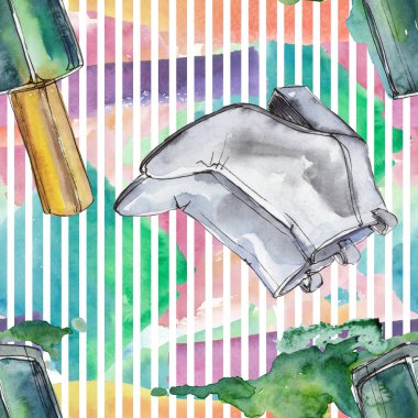 Moda kroki glamour çizimde bir suluboya stil izole öğesi. Sorunsuz arka plan deseni.