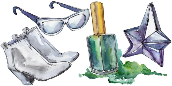 Modische Skizze Glamour Illustration in einem Aquarell-Stil isolierten Element. Aquarell Mode Hintergrund Set. — Stockfoto