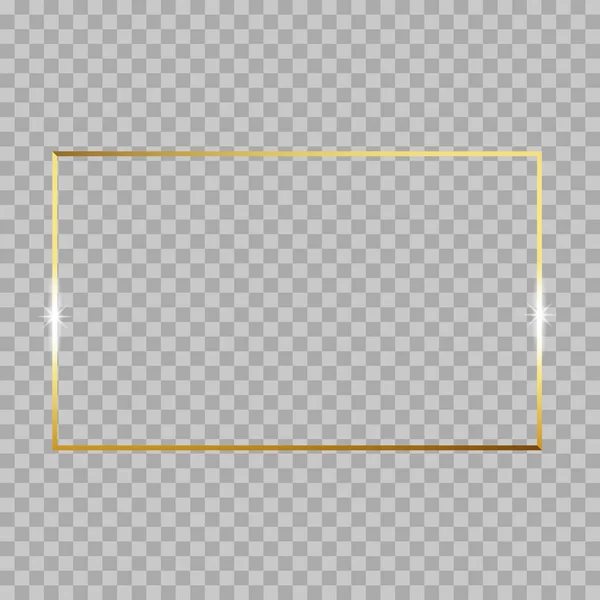 Goldglänzend glühender Vintage-Rahmen isoliert auf transparentem Hintergrund. Vektor Grenze Illustration gravierte Tinte Kunst. — Stockvektor