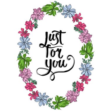 Vektör orman botanik etli çiçek. Mürekkep sanat illüstrasyon kazınmış. Çerçeve kenarlığı süsleme Meydanı.