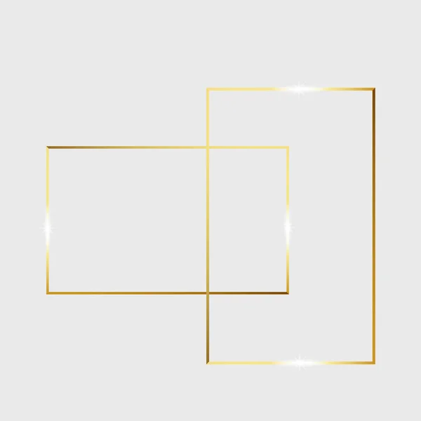 Gold shiny glowing vintage frame isolated on transparent background. Vector border illustration engraved ink art. — Stock Vector