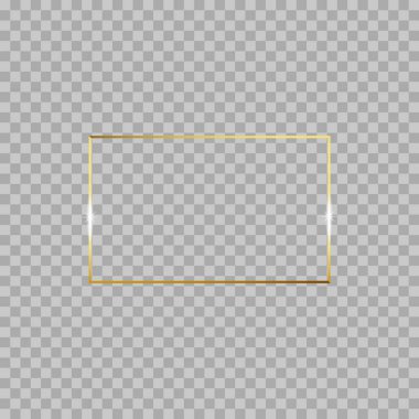 Saydam arka plan üzerinde izole altın parlak parlayan vintage çerçeve. Mürekkep sanat vektör sınır illüstrasyon kazınmış.