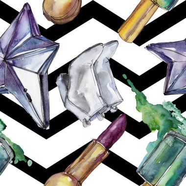 Moda kroki glamour çizimde bir suluboya stil izole öğesi. Sorunsuz arka plan deseni.