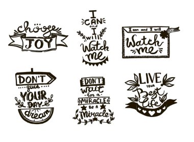 Vektör yazı tahtası ifade el yazısı hat. Siyah ve beyaz mürekkep sanat kazınmış. İzole tırnak illüstrasyon.