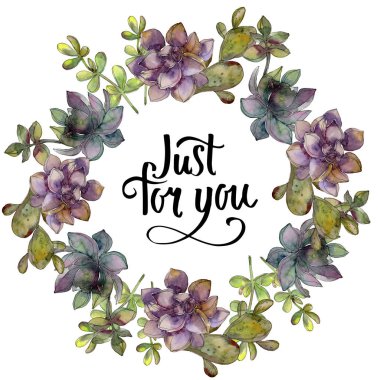 Orman botanik etli çiçek. Suluboya arka plan illüstrasyon küme. Çerçeve kenarlığı süsleme Meydanı.