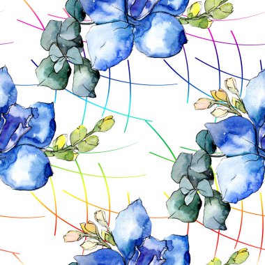 Şakayık buketleri botanik çiçek. Suluboya arka plan illüstrasyon küme. Sorunsuz arka plan deseni.