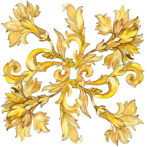 Gouden monogram floral sieraad. Aquarel achtergrond afbeelding instellen. Naadloze achtergrondpatroon. — Stockfoto