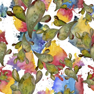 Orman botanik etli çiçek. Suluboya arka plan illüstrasyon küme. Sorunsuz arka plan deseni.