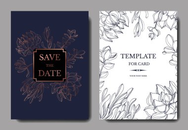 Vektör orman botanik etli çiçek. Mürekkep sanat illüstrasyon kazınmış. Düğün arka plan kartı Dekoratif kenarlık.