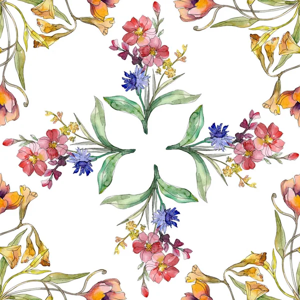 Luxus divat nyomtatja a vadvirágok. Akvarell háttér illusztráció készlet. Varratmentes háttérben minta. — Stock Fotó