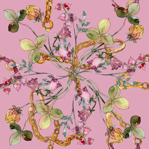 야생화 꽃 식물 꽃 인쇄. 수채화 배경 그림 설정 합니다. 원활한 배경 패턴. — 스톡 사진