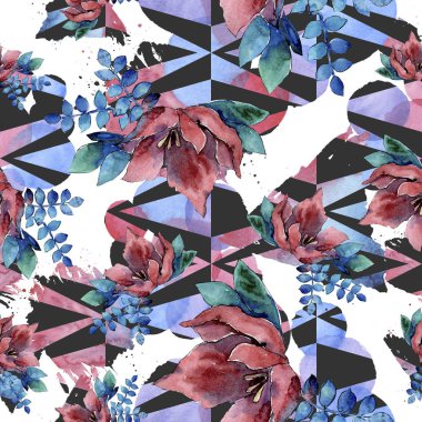 Buket kompozisyon çiçek botanik çiçekler. Suluboya arka plan illüstrasyon küme. Sorunsuz arka plan deseni.