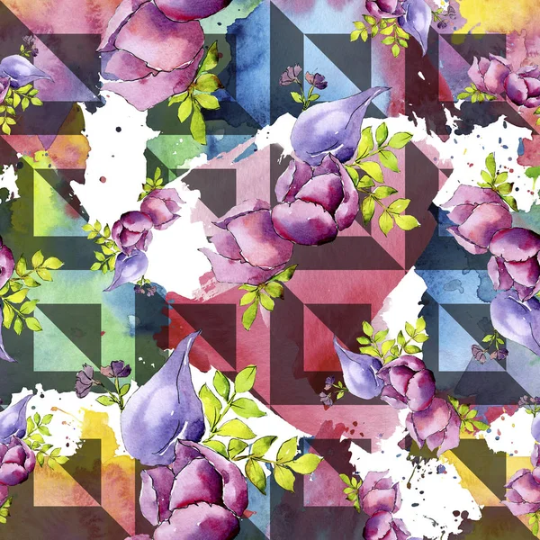 Μπουκέτο λουλουδιών βοτανικό λουλούδια σύνθεση. Ακουαρέλα φόντο εικόνα σύνολο. Απρόσκοπτη υπόβαθρο μοτίβο. — Φωτογραφία Αρχείου