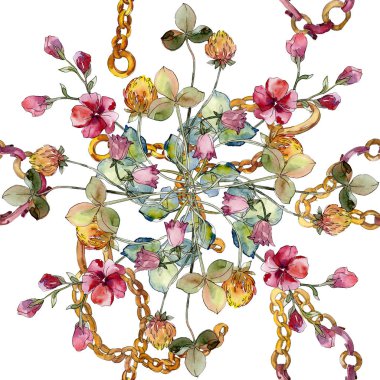 Kır çiçekleri botanik çiçek yazdırın. Suluboya arka plan illüstrasyon küme. Sorunsuz arka plan deseni.