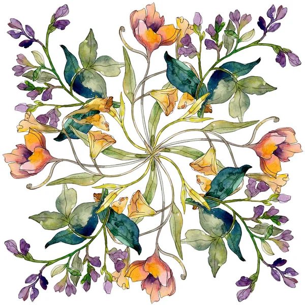 Impressões de moda de luxo com flores silvestres. Conjunto de ilustração de fundo aquarela. Padrão de fundo . — Fotografia de Stock