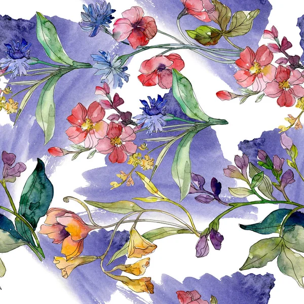 Impressões de moda de luxo com flores silvestres. Conjunto de ilustração de fundo aquarela. Padrão de fundo sem costura . — Fotografia de Stock