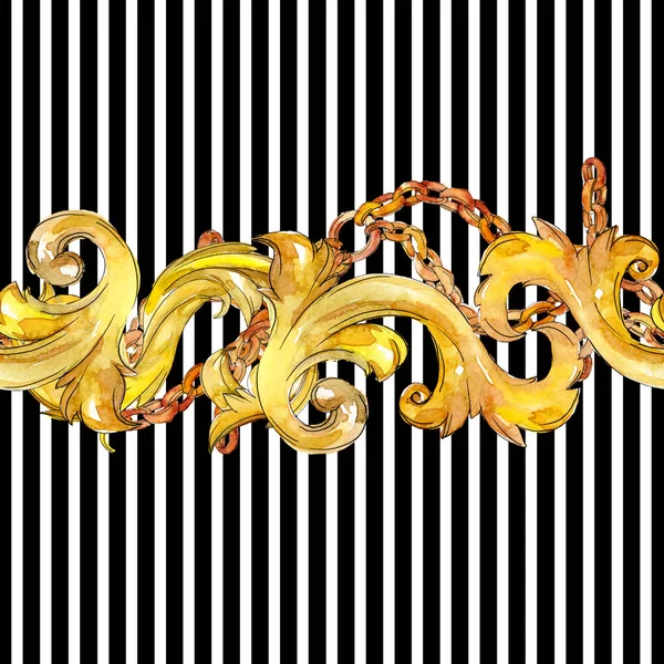 Gouden monogram floral sieraad. Aquarel achtergrond afbeelding instellen. Naadloze achtergrondpatroon. — Stockfoto
