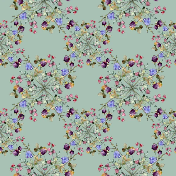 Fleurs sauvages imprimé floral fleur botanique. Ensemble d'illustration de fond aquarelle. Modèle de fond sans couture . — Photo