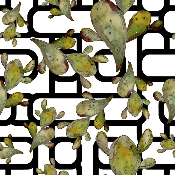 Джунгли ботанический сочный цветок. Набор акварельных фонов. Бесшовный рисунок фона . — стоковое фото
