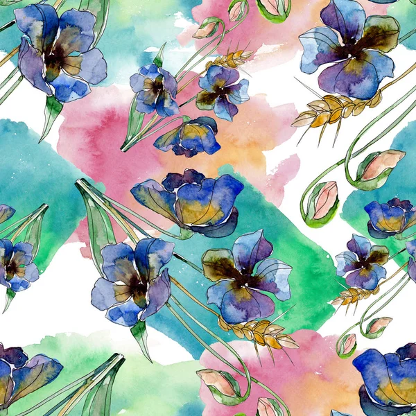 Luxury fashion prints with wildflowers botanical flowers. Watercolor illustration set. Seamless background pattern.