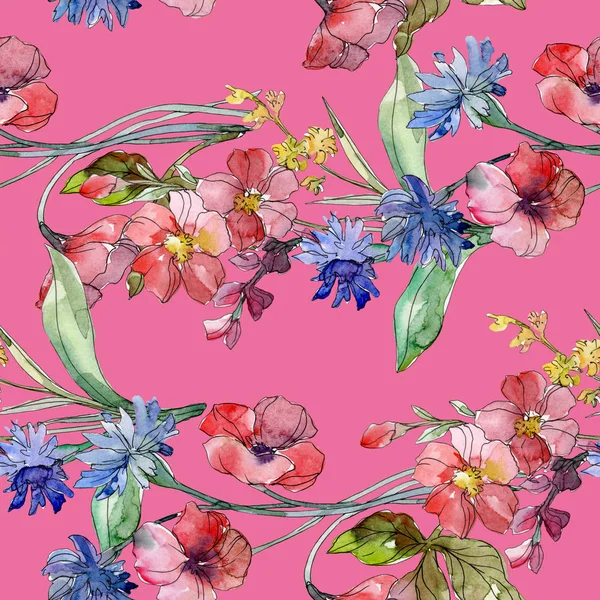 Luxusní módní tiskne s květy. Sada akvarel pozadí obrázku. Vzor bezešvé pozadí. — Stock fotografie