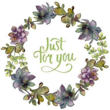 Orman botanik etli çiçek. Suluboya arka plan illüstrasyon küme. Çerçeve kenarlığı süsleme Meydanı.