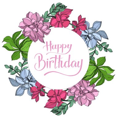 Vektör orman botanik etli çiçek. Mürekkep sanat illüstrasyon kazınmış. Çerçeve kenarlığı süsleme Meydanı.