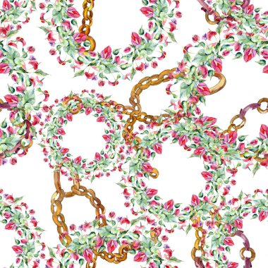 Pembe spatifilyum çiçek botanik çiçekler. Suluboya arka plan illüstrasyon küme. Sorunsuz arka plan deseni.