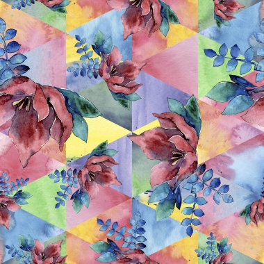 Buket kompozisyon çiçek botanik çiçekler. Suluboya arka plan illüstrasyon küme. Sorunsuz arka plan deseni.